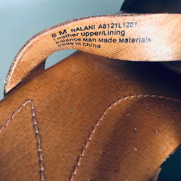 Anthro Naya 'Nalani' Women's 8 Tan Leather Wedge Sandal Strappy Platform - Picture 8 of 11